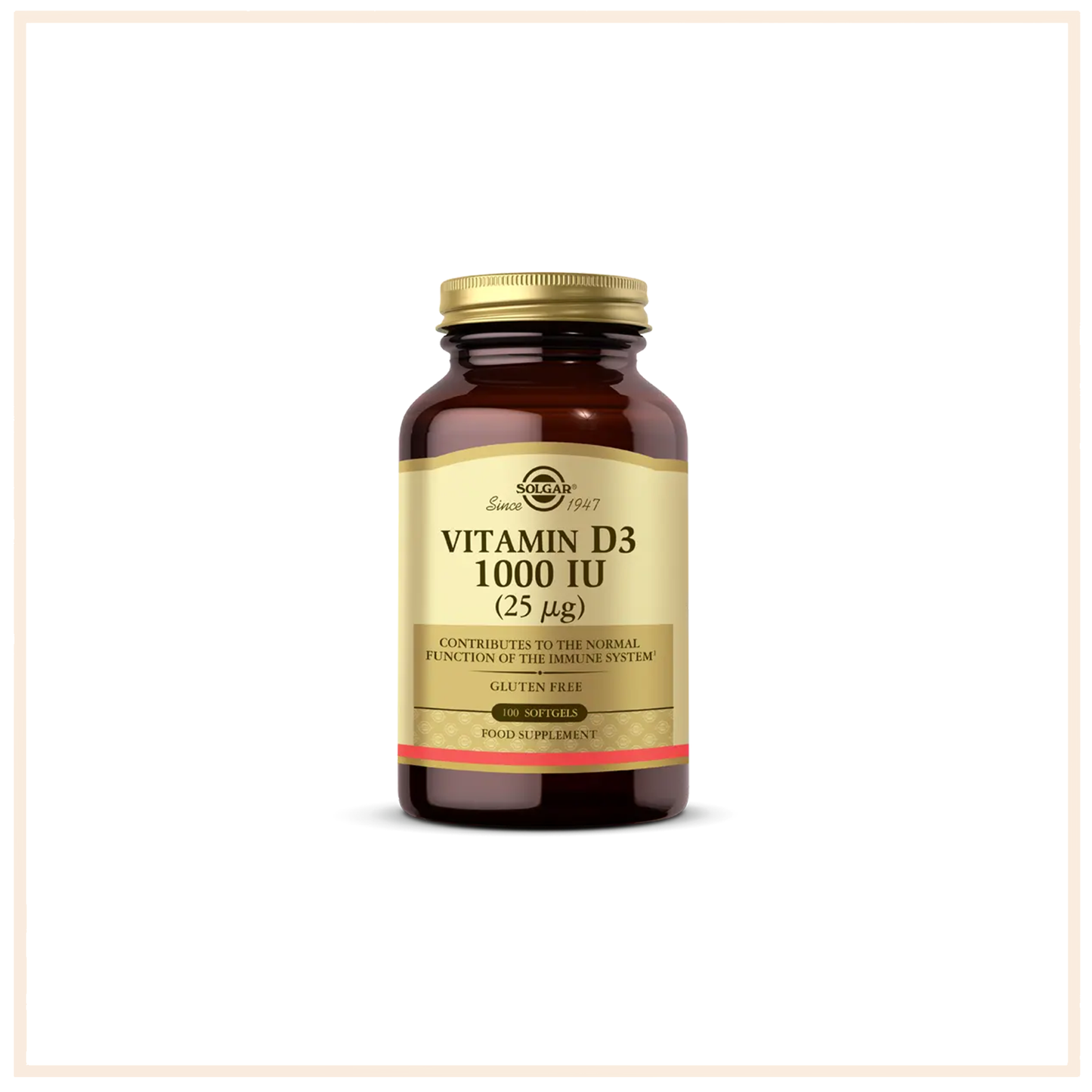 Solgar Vitamin D3 1000 IU (25 µg) Tek yumuşak jelatin kapsülde 1000 IU D3 vitamini içeriği ile günlük istenen D vitamini ihtiyacını karşılar.