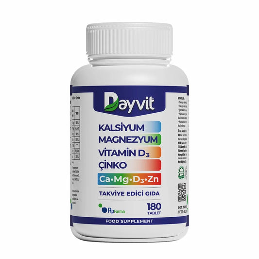 DAYVİT KALSİYUM-MAGNEZYUM-ÇİNKO-VİTAMİN D3 180TB