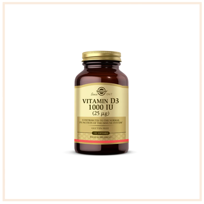 Solgar Vitamin D3 1000 IU (25 µg) Tek yumuşak jelatin kapsülde 1000 IU D3 vitamini içeriği ile günlük istenen D vitamini ihtiyacını karşılar.